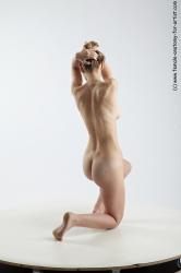 Nude Woman White Kneeling poses - ALL Slim Kneeling poses - on one knee medium blond Standard Photoshoot Pinup